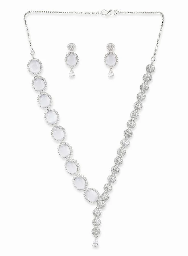 فويلا Sparkling Elegance Drop Style Cluster Setting CZ Jewellery Set