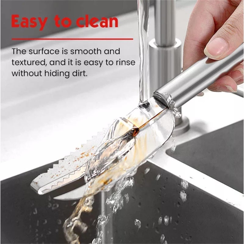 NINZA NINZA Stainless Steel 3 in 1 Fish Maw Knife, Scaler Remover with Sawtooth Easily Remove Fish Scales-Cleaning Brush Scraper Kitchen Tool (1pcs)  - Image 3