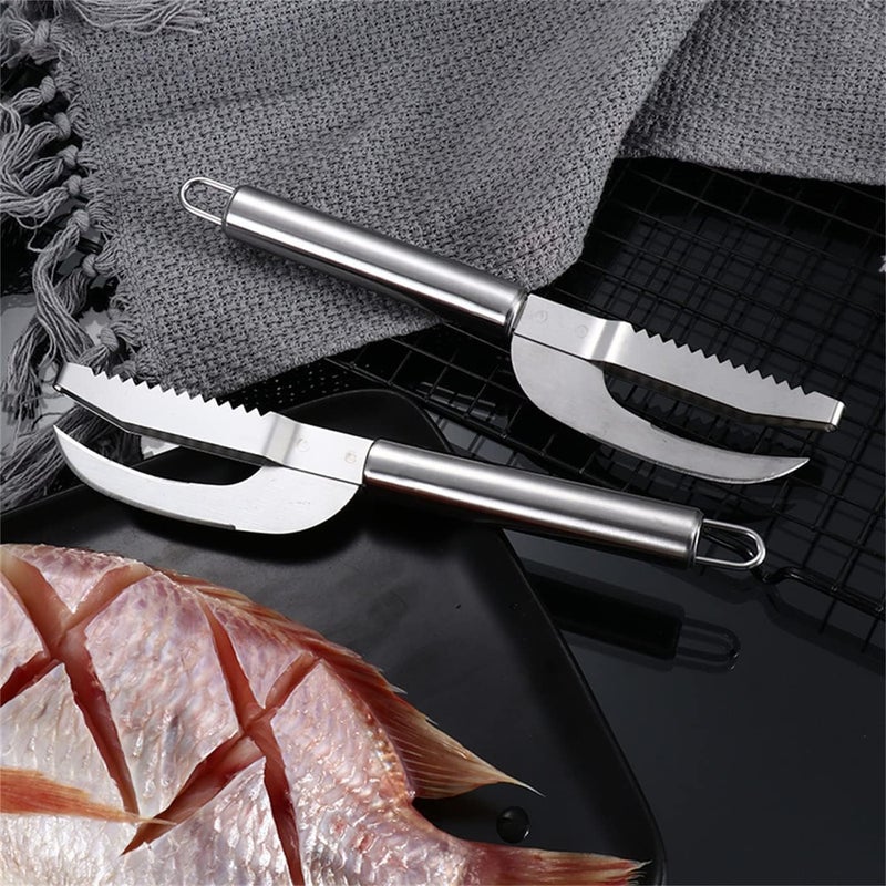 NINZA NINZA Stainless Steel 3 in 1 Fish Maw Knife, Scaler Remover with Sawtooth Easily Remove Fish Scales-Cleaning Brush Scraper Kitchen Tool (1pcs)  - Image 2