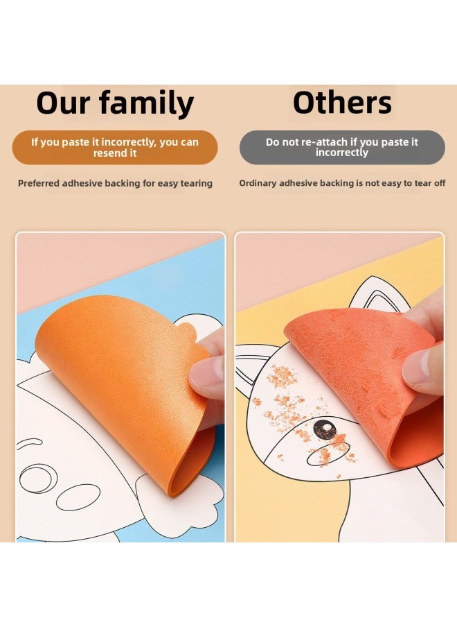 Generic - Making Diy2025 Children Handmade 3d Kindergarten Material Bag Sticker Three-dimensional Toy Painting Year Paste Girl-Color:[full Set Of 12 Sheets] Ocean World/individually Packaged + 12 Color Crayons - Image 1