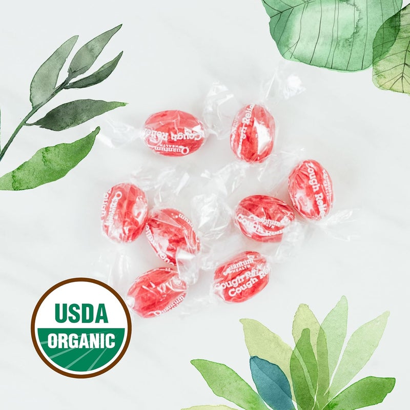 Quantum Health USDA Organic Cough Relief LozengesBing CherryNatural Menthol Cough SuppressantSoothes Sore ThroatUSDA Organic18 Count - Image 4