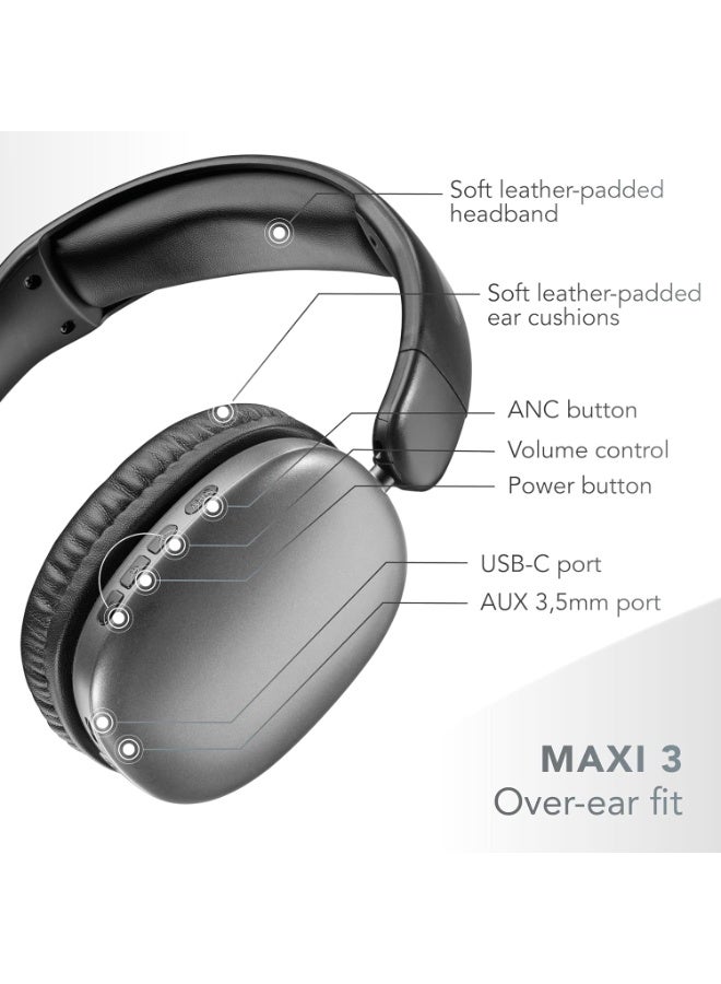 Cellularline MAXI3 Wireless Over-Ear Headphones, Active Noise Cancellation, USB-C Charging - Image 5
