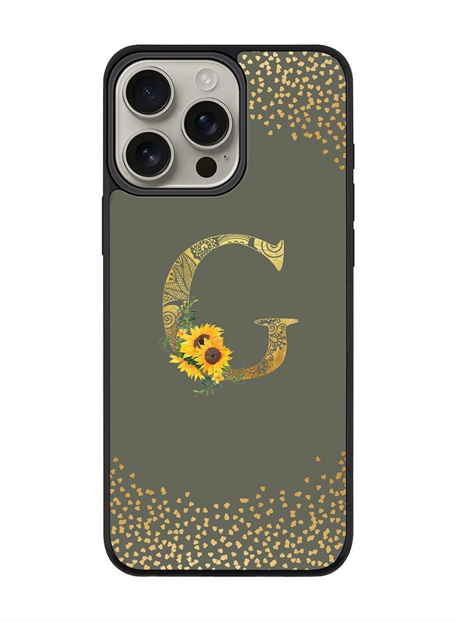 Stylizedd For iPhone 16 Pro Max Case [Compatible with MagSafe] Slim Magnetic cover Phone Case iPhone 16 Pro Max -Custom Floral Monogram - G (Olive Green ) - Image 1