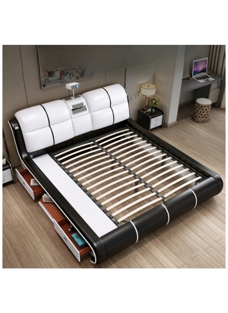 AWD - Smart Bed King Size Provided with Projector Massage Bluetooth Speaker Storage Drawers Safe Air Purifier Clock Display Bedroom Essential King Size Bed Luxurious Modern Smart Bed. - Image 1