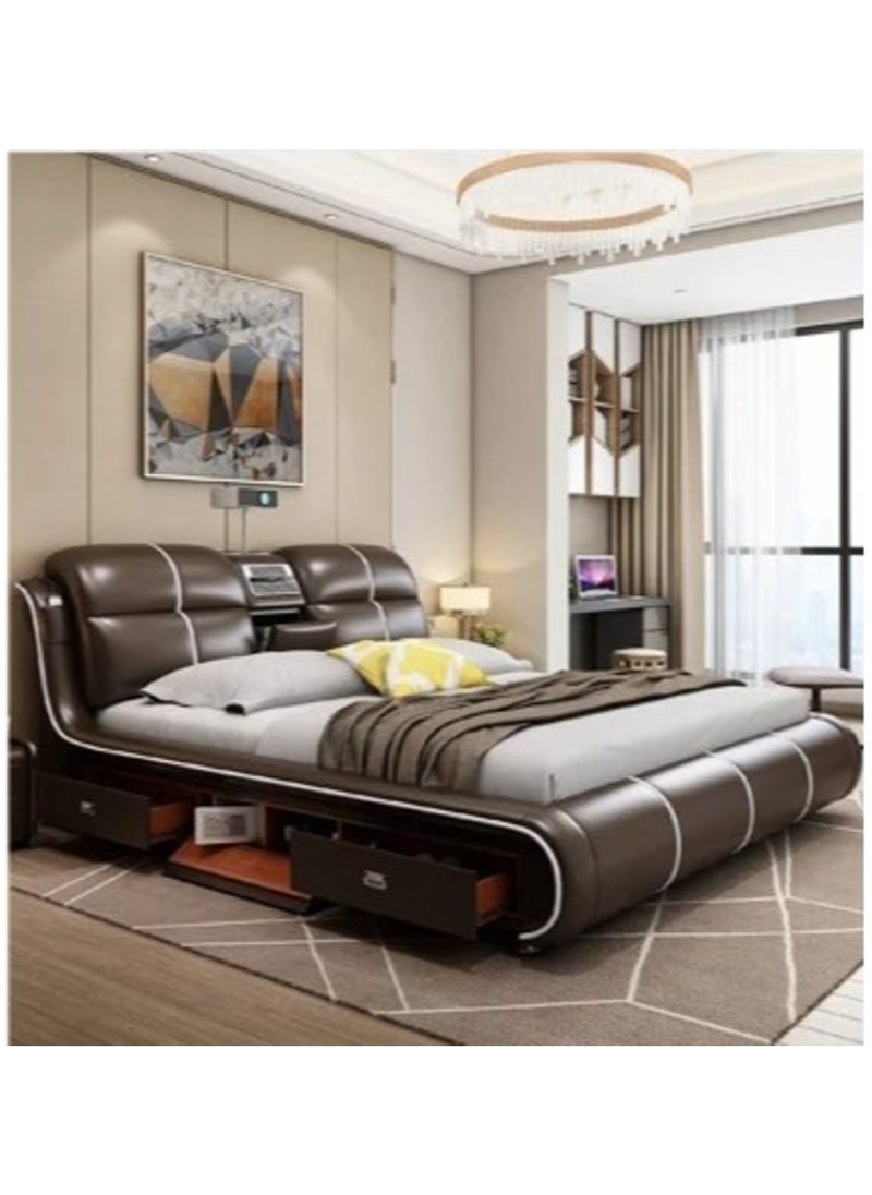 AWD - Smart Bed King Size Provided with Projector Massage Bluetooth Speaker Storage Drawers Safe Air Purifier Clock Display Bedroom Essential King Size Bed Luxurious Modern Smart Bed. - Image 1