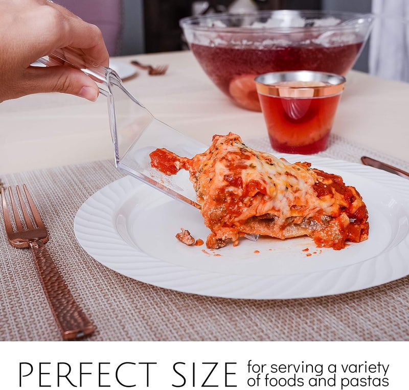 PLASTICPRO Disposable Plastic Serving Spatula Durable Heavy Duty Premium Serving Utensils Clear Pack of 4 - Image 3