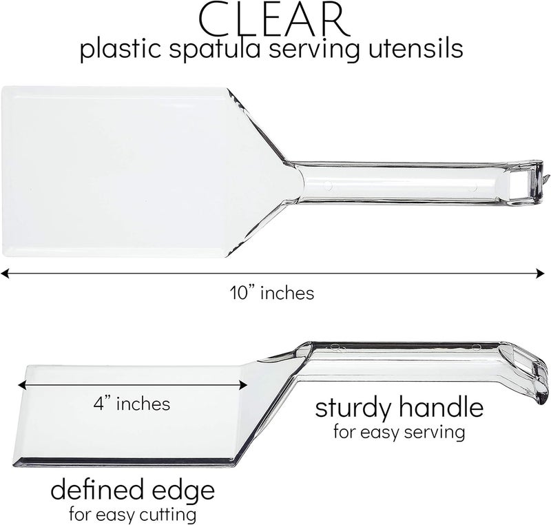 PLASTICPRO Disposable Plastic Serving Spatula Durable Heavy Duty Premium Serving Utensils Clear Pack of 4 - Image 2
