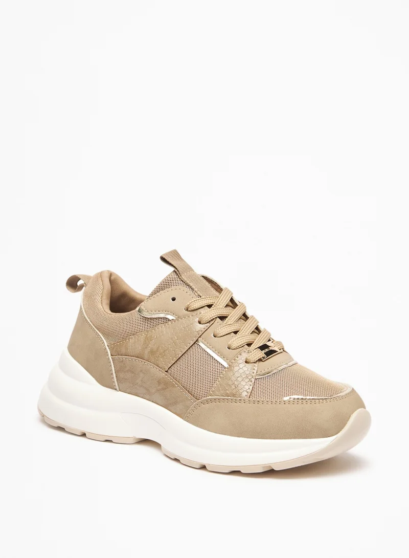 Flora Bella By Shoexpress Womens Textured Lace Up Low Ankle Casual Sneakers By Shoexpress