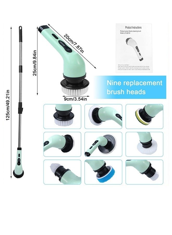 MIXDE Electric Spin Scrubber,Cordless Powerful Scrub Brush For Cleaning Bathroom,Kitchen,Shower Tub And Floor Tile With Adjustable Extension Long Handle And 6 Replaceable Brush Heads - Image 2