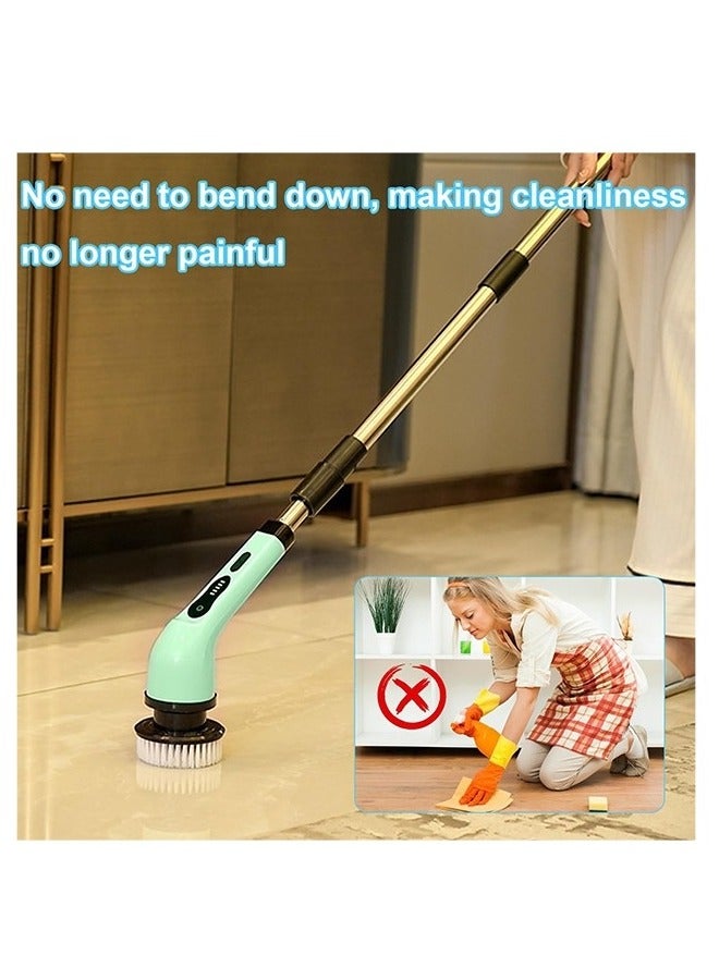MIXDE Electric Spin Scrubber,Cordless Powerful Scrub Brush For Cleaning Bathroom,Kitchen,Shower Tub And Floor Tile With Adjustable Extension Long Handle And 6 Replaceable Brush Heads - Image 3
