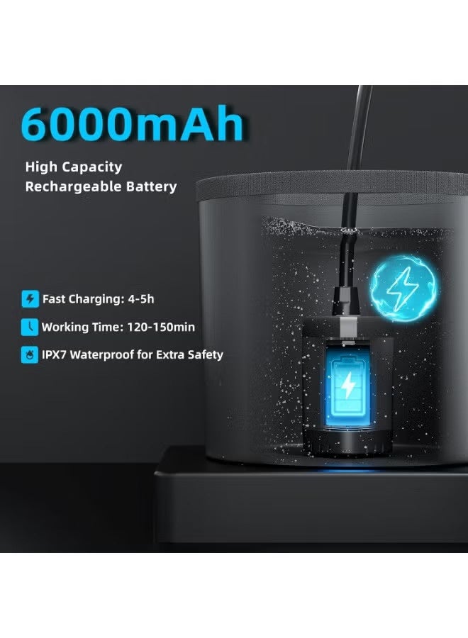 DEXO دش تخييم محمول مع مضخة قابلة لإعادة الشحن 6000mAh، دلو قابل للطي 20 لتر، شاشة LED وأنماط رش متعددة – دش كهربائي خارجي للمشي، السفر، استحمام الحيوانات الأليفة، الشاطئ، خفيف الوزن، متين، محمول - Image 4