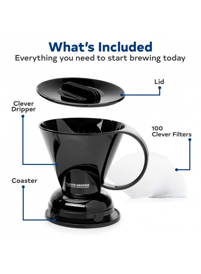 Clever Coffee Dripper and Filters, Large 18 oz (Black)| Barista's Choice| Safe BPA Free Plastic|Includes 100 Filters - Image 2