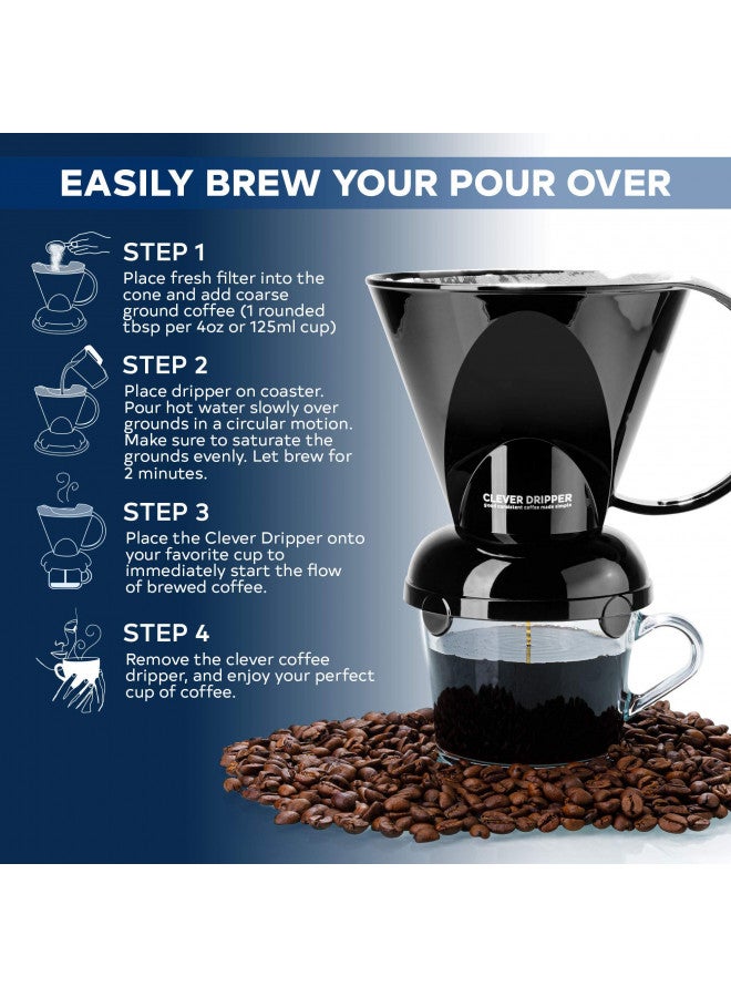 Clever Coffee Dripper and Filters, Large 18 oz (Black)| Barista's Choice| Safe BPA Free Plastic|Includes 100 Filters - Image 1