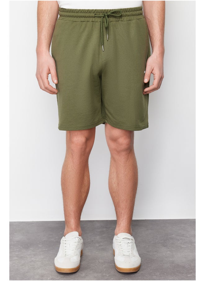 trendyol - Khaki Regular/Normal Fit Medium Length Text Printed Shorts TMNSS21SR0377 - Image 1
