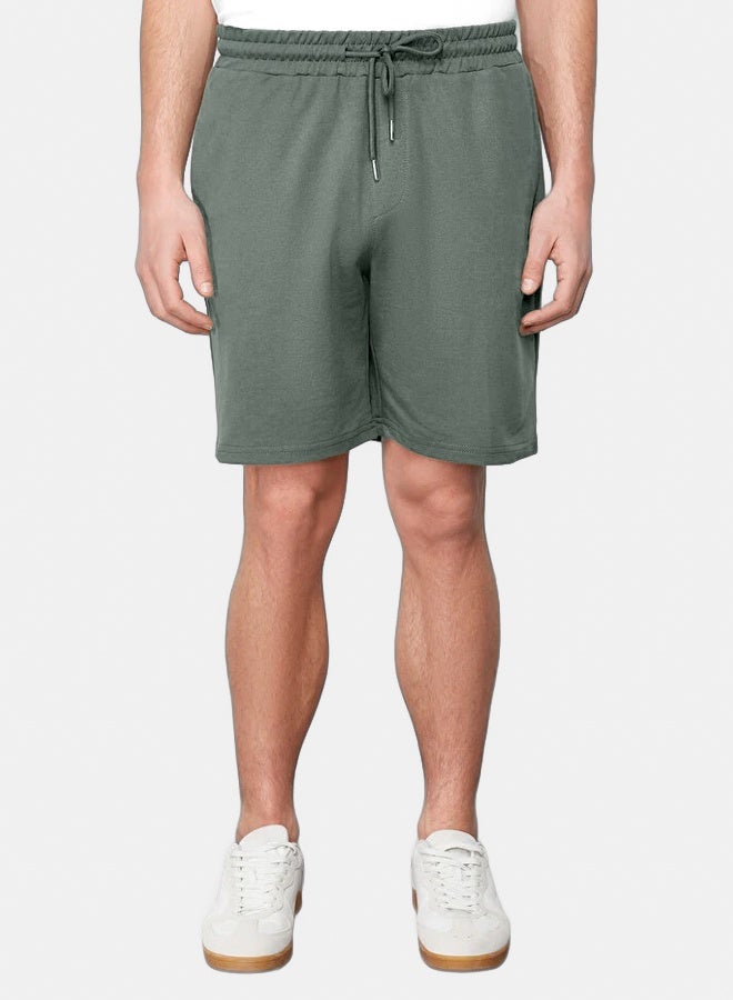 trendyol Khaki Regular/Normal Fit Medium Length Text Printed Shorts TMNSS21SR0377 - Image 4