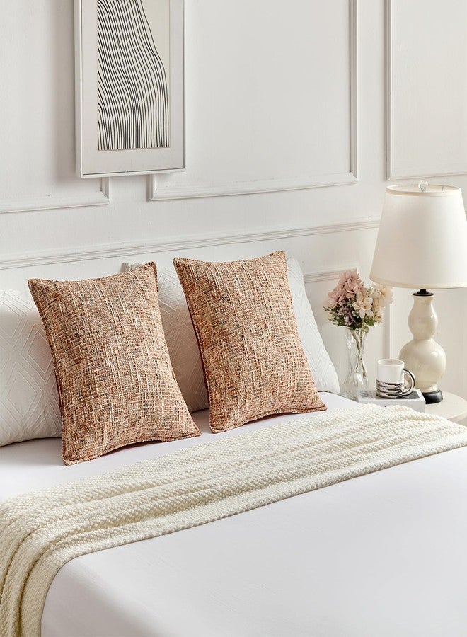 FUTEI Rust Decorative Throw Pillow Covers 20x20 Inch Set of 2,Soft Chenille Tweed Textured Cushion Case,Modern Home Decor for Couch Bed Living Room - Image 5