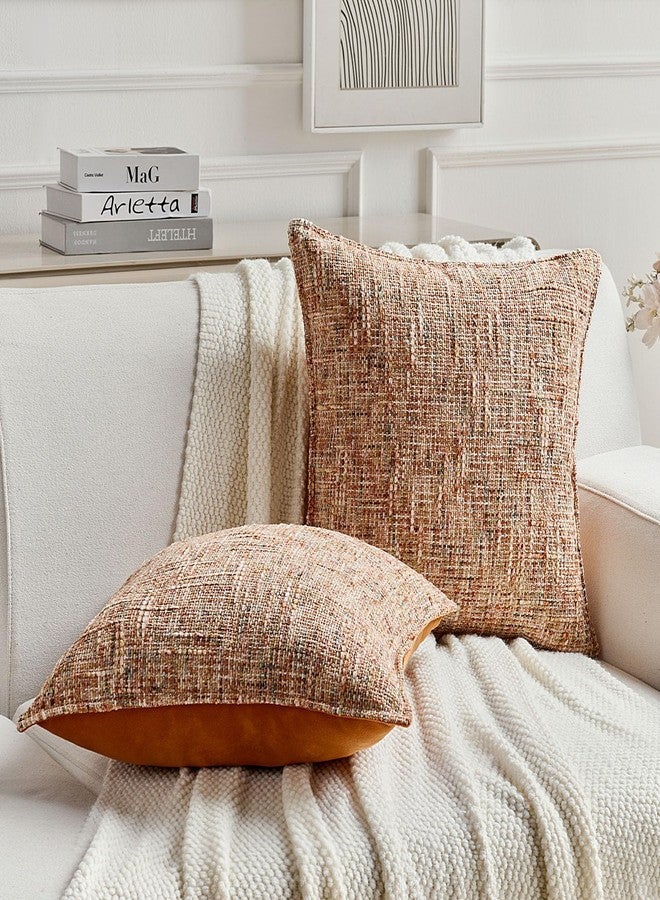 FUTEI Rust Decorative Throw Pillow Covers 20x20 Inch Set of 2,Soft Chenille Tweed Textured Cushion Case,Modern Home Decor for Couch Bed Living Room - Image 4