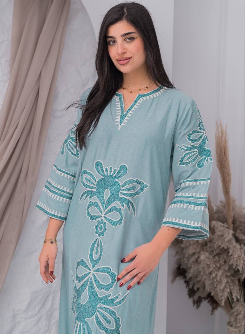 افندينا  جلابية كتان بتفاصيل دقيقه تضفي لمسة من الفخامةA-386 - Image 2