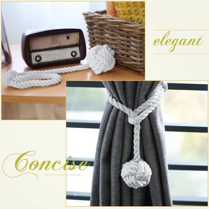 JAZLOG JAZLOG JAZLOG256535 Handmade Cotton Curtain Tiebacks Rustic Boho Decorative Holdback for Drapes Macrame Rope Tassels Vintage Farmhouse Style NoDrill Perfect for Living Room Bedroom Outdoor - Image 5