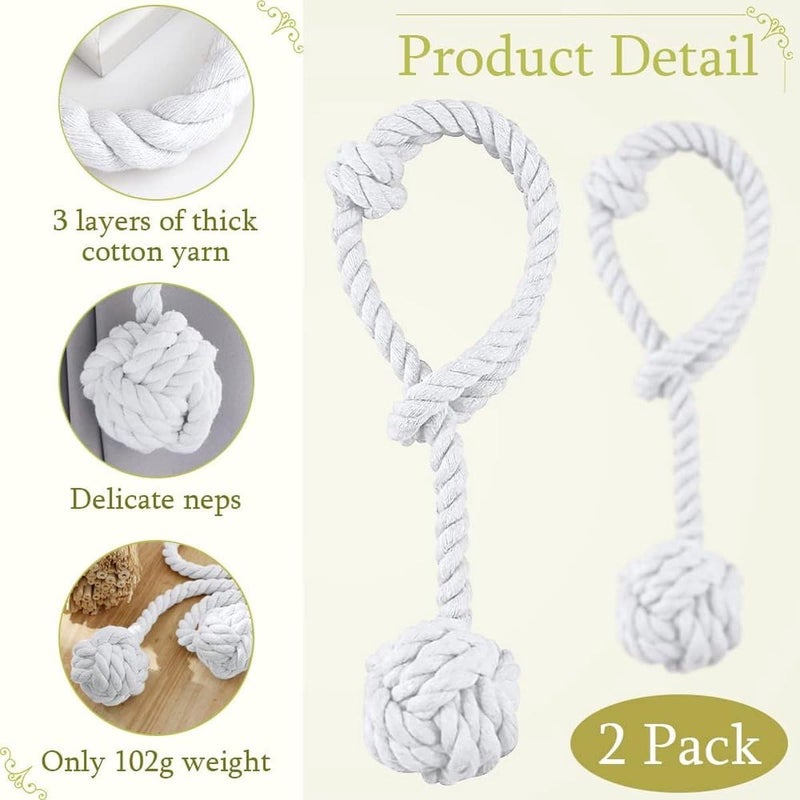 JAZLOG JAZLOG JAZLOG256535 Handmade Cotton Curtain Tiebacks Rustic Boho Decorative Holdback for Drapes Macrame Rope Tassels Vintage Farmhouse Style NoDrill Perfect for Living Room Bedroom Outdoor - Image 4