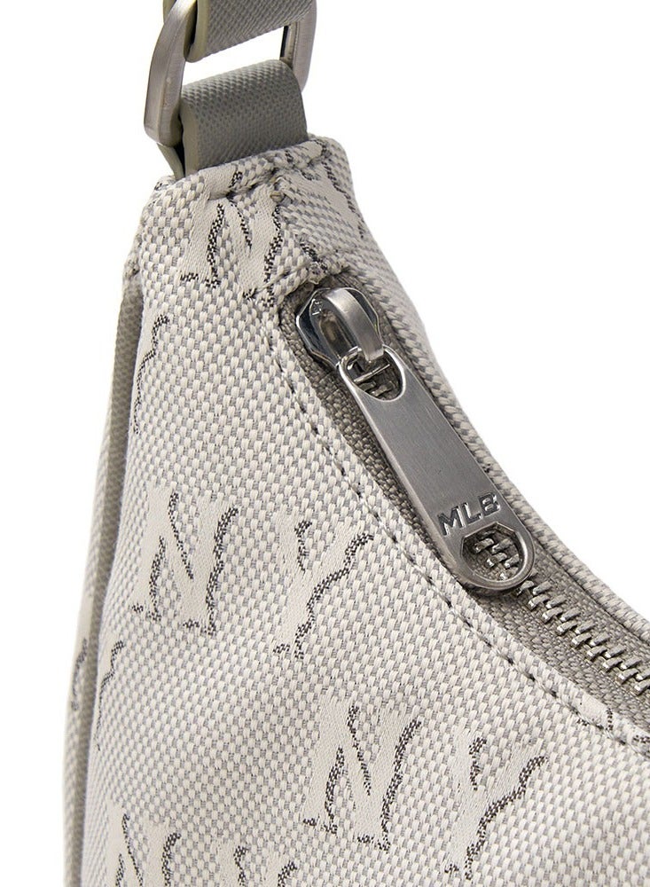 MLB Classic Lettering Jacquard Underarm Shoulder Bag New York Yankees Light Grey - Image 4