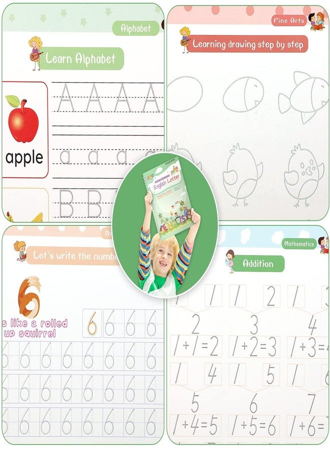 دفاتر تمارين الكتابة اليدوية القابلة لإعادة الاستخدام من ASIGN Kid's Magic Ink (إصدار مكبر - 4 دفاتر + أقلام) - Image 3