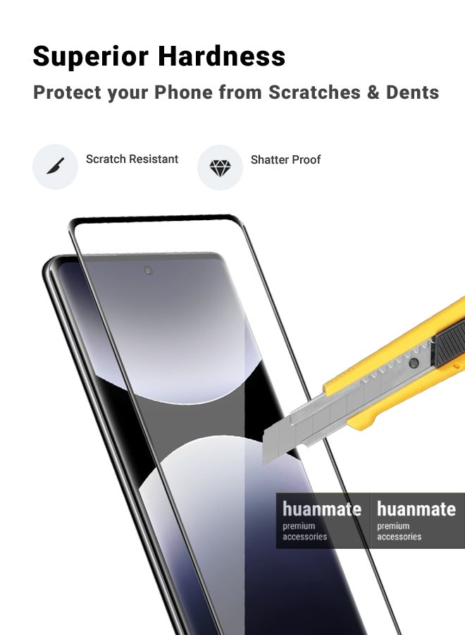 huanmate Xiaomi Redmi Note 14 Pro 4G/5G Screen Protector – Premium Edge to Edge Tempered Glass, High Transparency, Delicate Touch, Anti-Explosion, Smooth Arc Edges, Easy Installation - Image 3