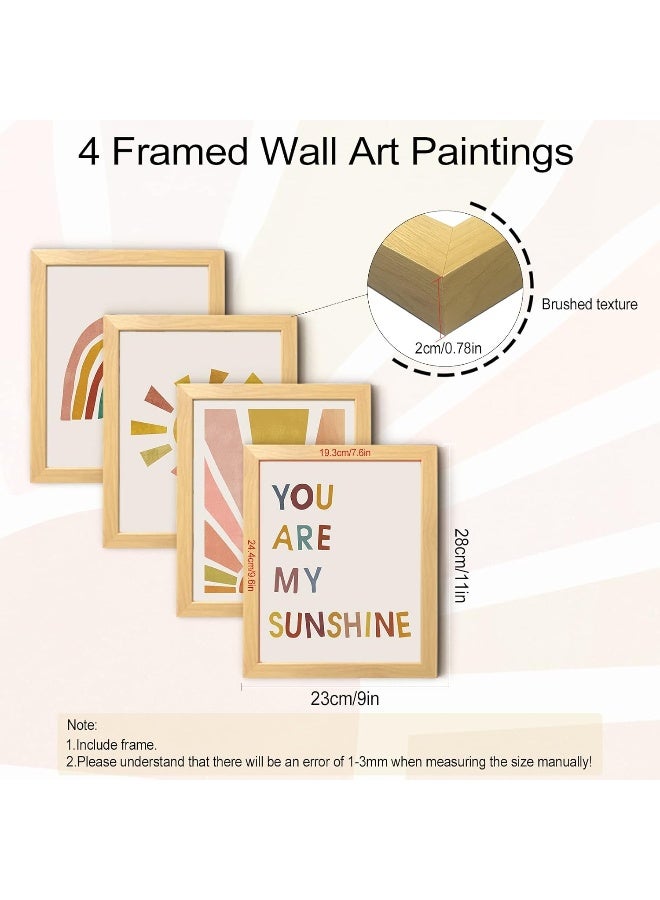 LIYAOLI You Are My Sunshine Wall Decor for Girls Bedroom Boho Framed Wall Art 8''x10'' Set of 4 - Image 5
