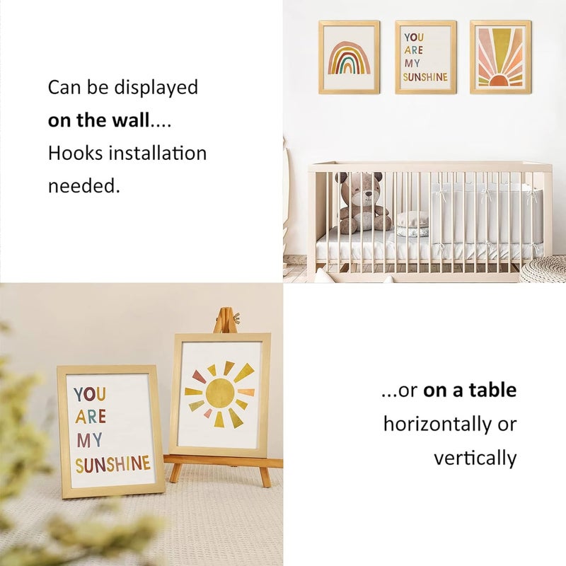 LIYAOLI You Are My Sunshine Wall Decor for Girls Bedroom Boho Framed Wall Art 8''x10'' Set of 4 - Image 3