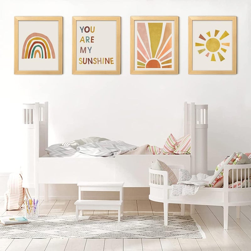 LIYAOLI You Are My Sunshine Wall Decor for Girls Bedroom Boho Framed Wall Art 8''x10'' Set of 4 - Image 1