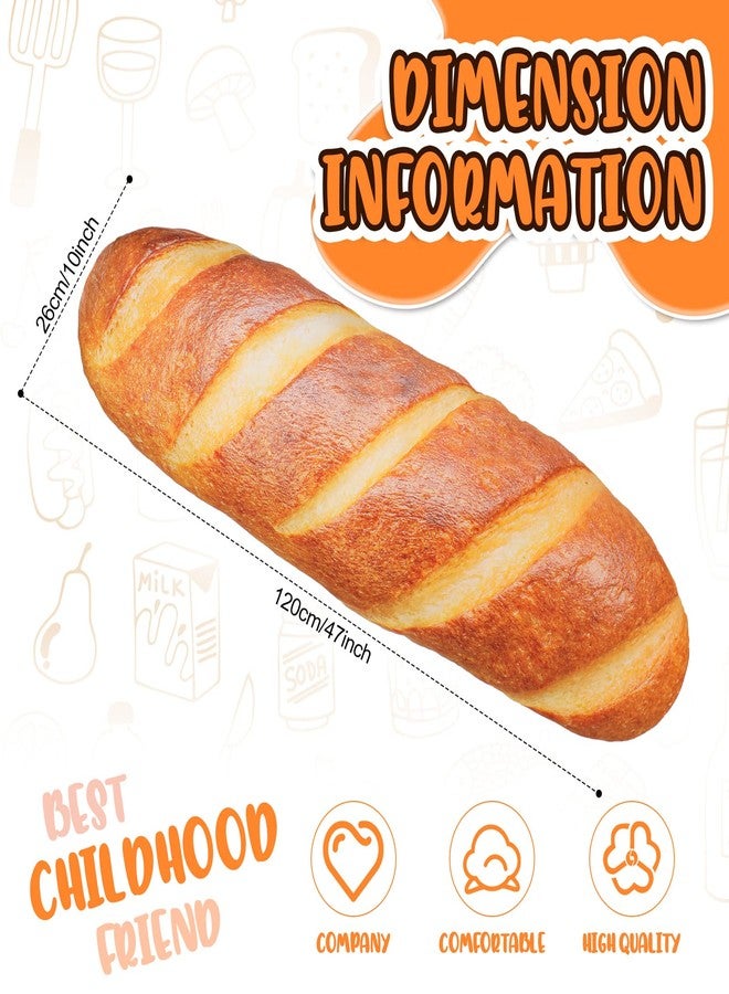 Yookeer 3D Simulation Bread Pillow 47.24 Inches Funny Food Pillow Giant Baguette Cushion Bread Body Plush Food Cushion for Sleeping Decor - Image 3