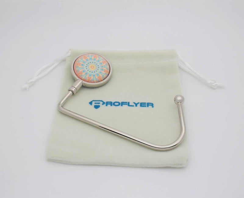 ROFLYER Purse Hook Hanger for Table Bar Handbag Hanger Safer Cleaner Bag Table Hanger with Velvet Pouch (Mandala Flower) - Image 2