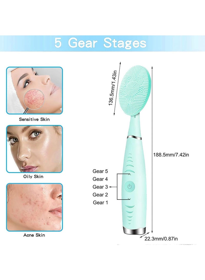 Cleansing brush, portable handle cleansing brush, 5 adjustable speed vibration rechargeable cleansing brush, deep cleansing gentle exfoliating massage
