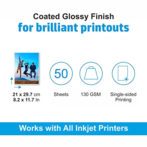 Oddy 130 GSM A4 Size Glossy Photo Paper – Non Adhesive, Universal Coated, Water Proof Pack of 50 Sheets, Compatible with Inkjet Printer. - Image 5