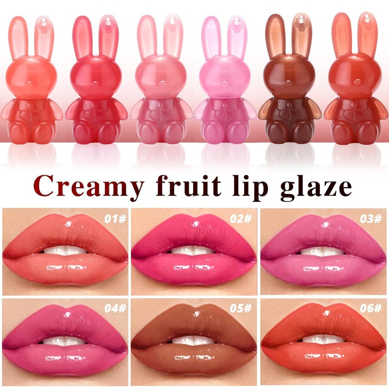6 Colors Hydrating Lip Gloss Moisturizing Lipstick Rabbits Lip Glaze Easy To Apply Makeup Supplies For Woman - Image 4