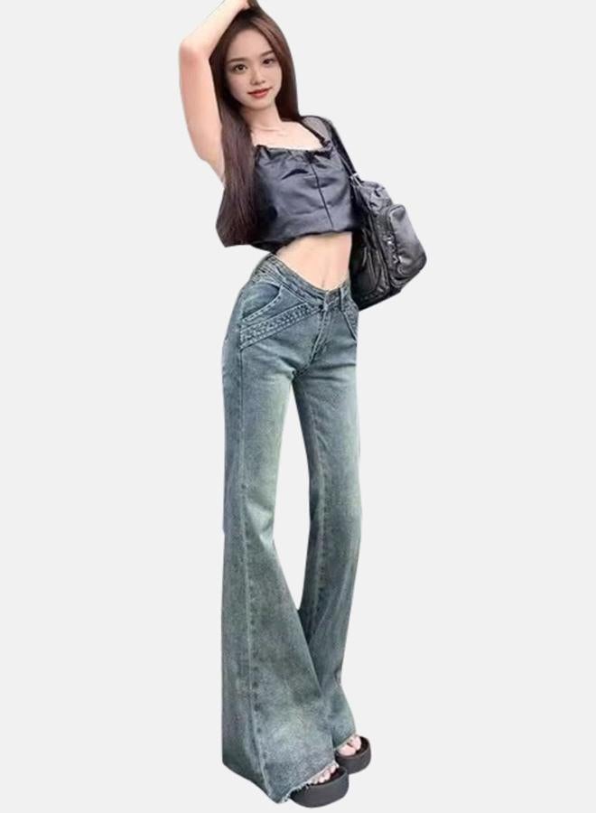 YUNIQEE Blue Wide Leg Mid-Rise Light Fade Jeans - Image 1