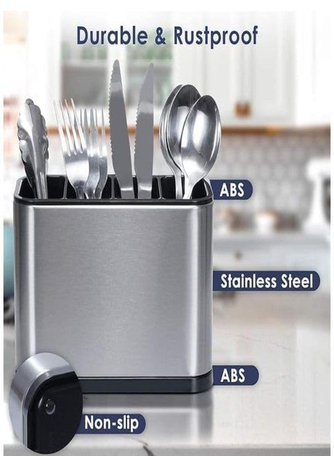 RMYKX Stainless Steel Silverware Caddy 4 -Compartment Organizer for Forks, Spoons, Knives, and Utensils, Modern Kitchen Storage Solution (Multicolor) - Image 3