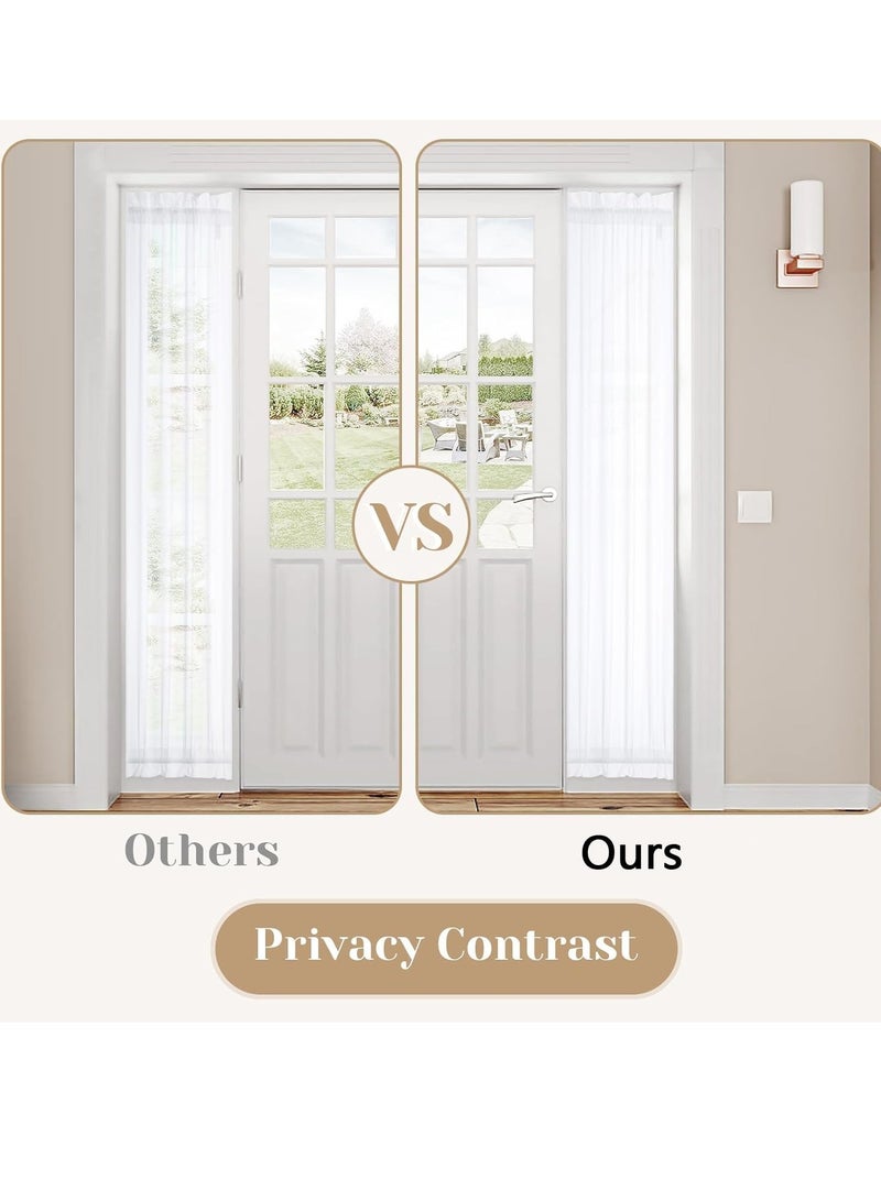 رات سو 2 قطعة من ستائر النوافذ الشفافة طويلة، ستائر شفافة بجزء علوي دائري، ستائر أنيقة شفافة بجيوب علوية بسيطة، ستارة شفافة واضحة اللون تعتبر لوحة أساسية لتزيين النوافذ في الغرفة وغرفة المعيشة - Image 5