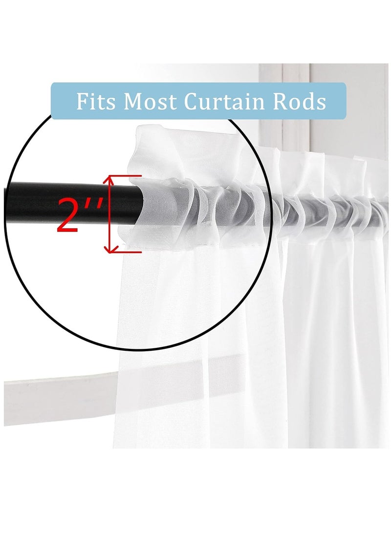 رات سو 2 قطعة من ستائر النوافذ الشفافة طويلة، ستائر شفافة بجزء علوي دائري، ستائر أنيقة شفافة بجيوب علوية بسيطة، ستارة شفافة واضحة اللون تعتبر لوحة أساسية لتزيين النوافذ في الغرفة وغرفة المعيشة - Image 4