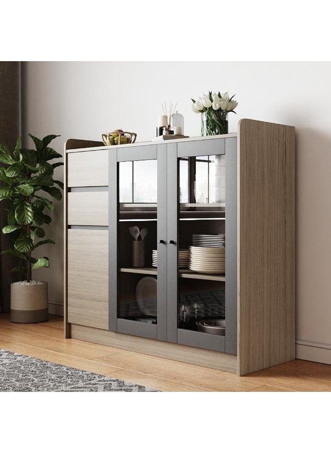 ROYALOAK Royaloak Dexter Side Board | MDF | Melamine & High Glossy | Kitchen Cabinet | Crockery Cabinet | Durable & Long-lasting | Two Drawers | Four Shelves  - Image 2