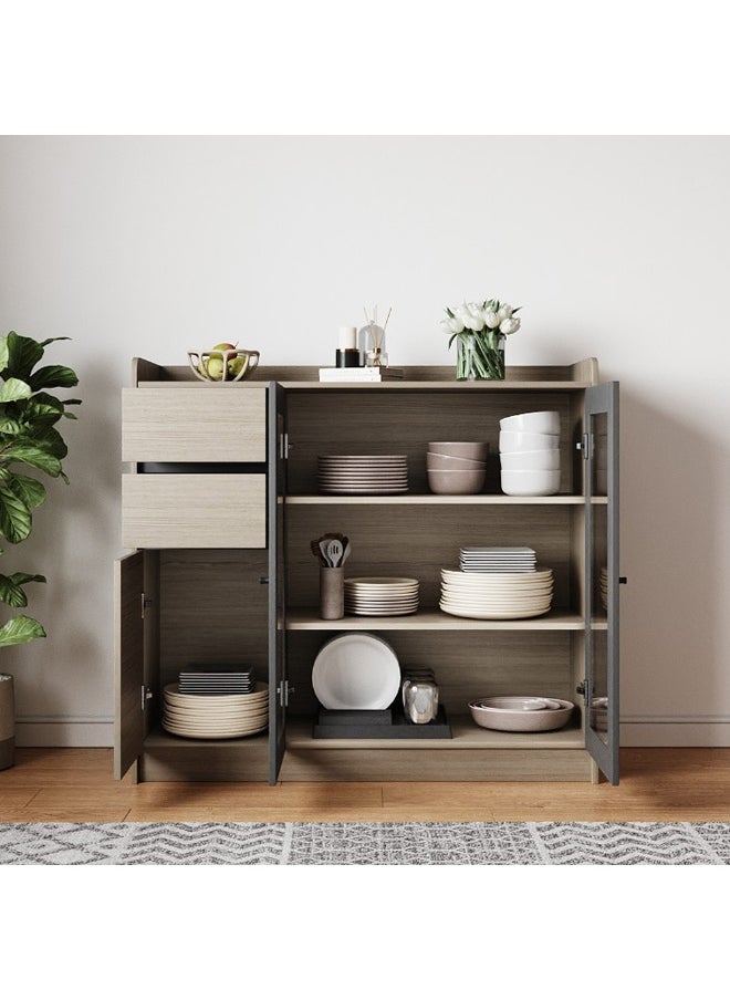 ROYALOAK Royaloak Dexter Side Board | MDF | Melamine & High Glossy | Kitchen Cabinet | Crockery Cabinet | Durable & Long-lasting | Two Drawers | Four Shelves  - Image 3