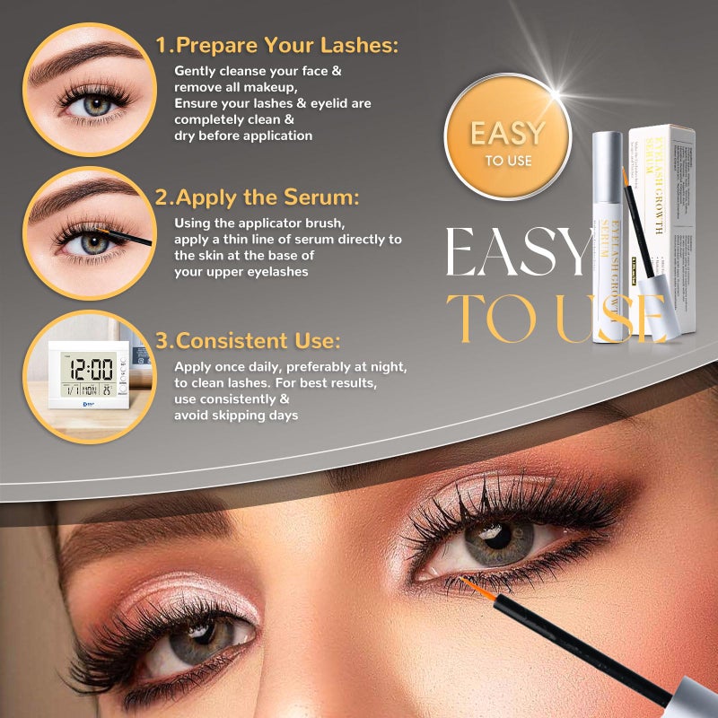 Nielies Lash & Brow Growth Serum â€“ Eyelash Enhancer for Longer Lashes, Suero para PestaÃ±as Crecimiento, Eyebrow Serum for Women, SÃ©rum para PestaÃ±as y Cejas, Rapid Lash Booster - Image 4