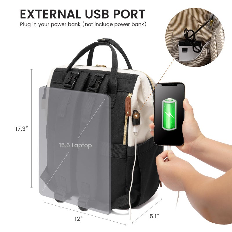 LOVEVOOK Diaper Bag Backpack, Baby Bag with Changing Station, Large Diaper Backpack for Mom Dads, Waterproof Mommy Bag for Boy and Girl, Travel Essential Baby Shower, Black-Beige - Image 5