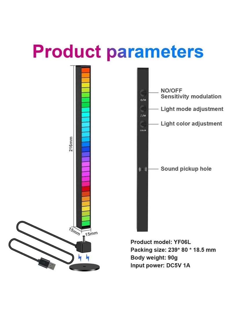 RGB Sound Control Light, 2 Pcs Rechargeable Voice-Activated Pickup Rhythm Creative Colorful LED Ambient 32 Bit Music for Car Laptop Party Outdoor Gaming  - Image 2