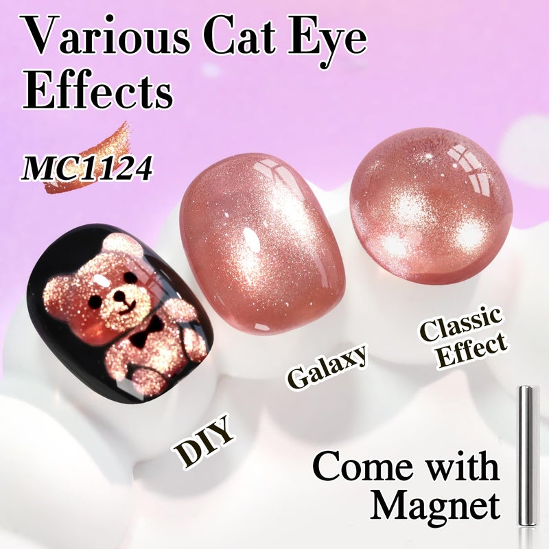 Double Rhythm 15ML Ice Glass Cat Eye Gel Polish with Magnet Holographic Glitter Shimmer Translucent Sheer Color Salon Soak Off Magnetic Nail at Home (Plum Purple-MC1124) - Image 2