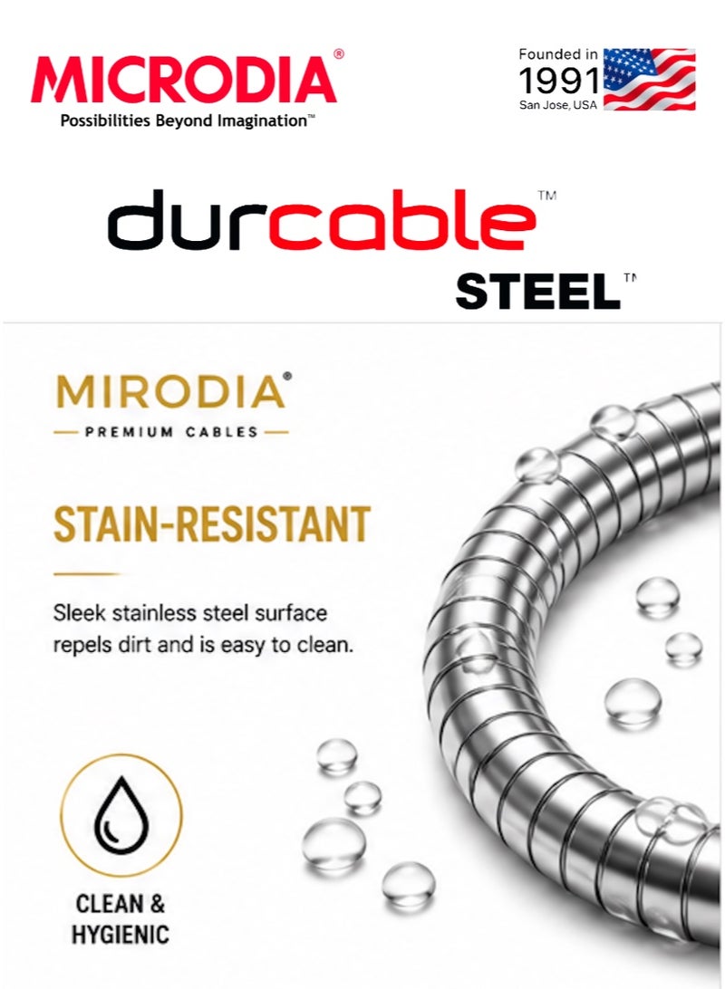 MICRODIA Durcable ™ Steel 1.5m PD60W USB-A to Lightning Charge & Sync Cable For IPone 14 , 13, 12, 11, X - Image 5