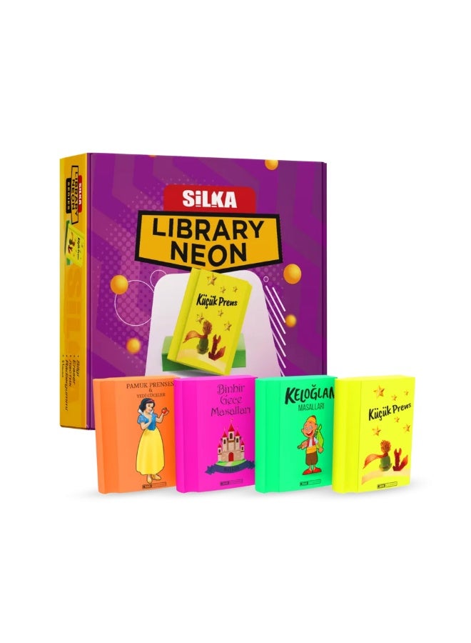 Silka Art.21 Neon Mini Book Eraser Set for School and Office, Colorful Vibrant Novelty Book-Shaped Rubber Eraser Pack for Students, Dust-Free & Safe Formula, Wholesale Carton Box Pack of 36 Units - Image 1