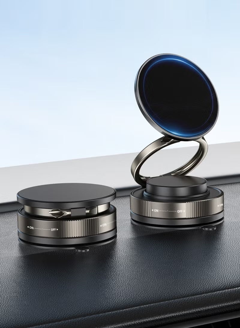 infino Vacuum Magnetic Car Phone Mount - 360° Rotating Foldable Dashboard Suction Cup Holder with N54 Strong Magnet, Universal Compatibility for Smartphones (Black) - Image 1