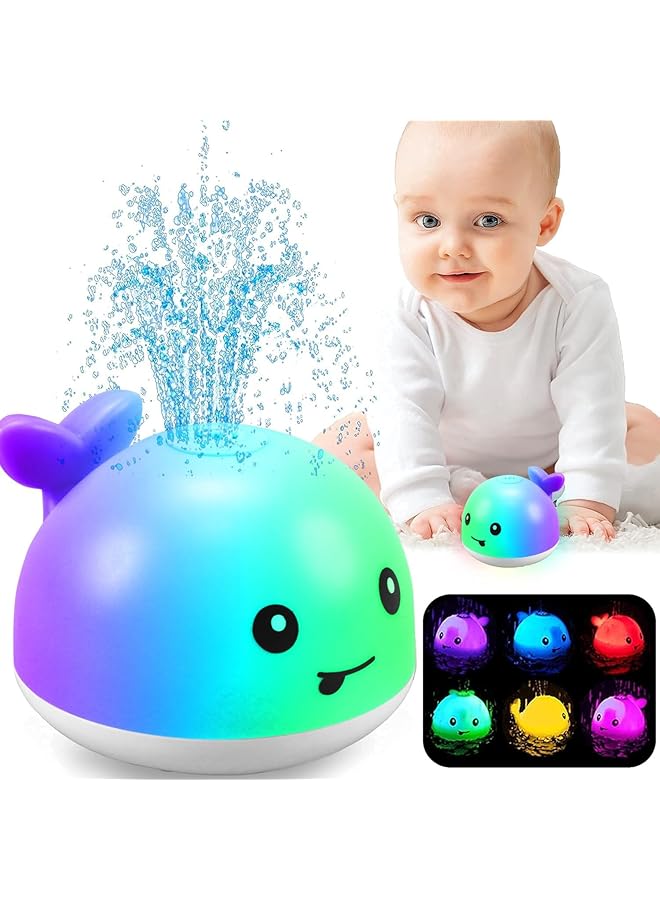 إيروريكس ألعاب حمام أطفال مُحسّنة لعام 2024، ألعاب حمام مضيئة للأطفال من عمر 1 إلى 3 سنوات، من عمر 6 إلى 12 شهرًا، حمام الحوت - Image 1