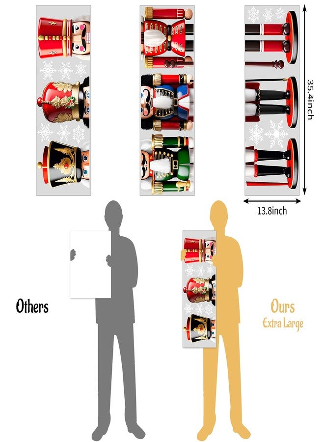 وولاين ملصقات نوافذ عيد الميلاد كبيرة الحجم من والين، مقاس 13.8 × 35.4 بوصة، بتصميم ثلاثي الأبعاد على شكل كسارة البندق وندفة ثلج، ملصقات زجاجية عتيقة لتزيين المنزل والفصول الدراسية والمكاتب والحفلات في عيد الميلاد، 3 أوراق - Image 5